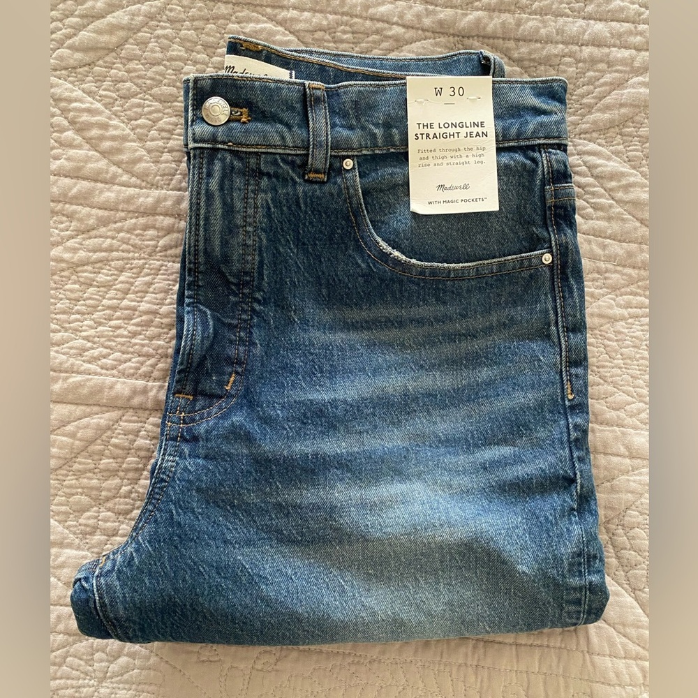 Madewell Longline Straight Jean Greendale Wash, 30 - Picture 7 of 8